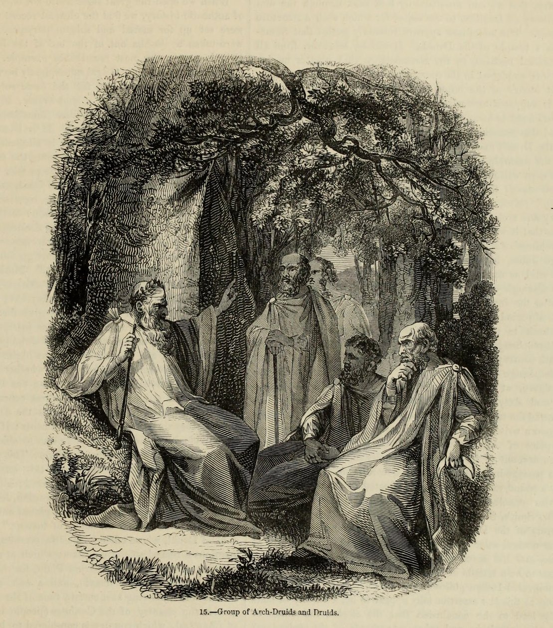 Archdruidák és druidák csoportja Az Old England: A Pitorial Museum, 1845 című könyvből alkotó: Unbekannt