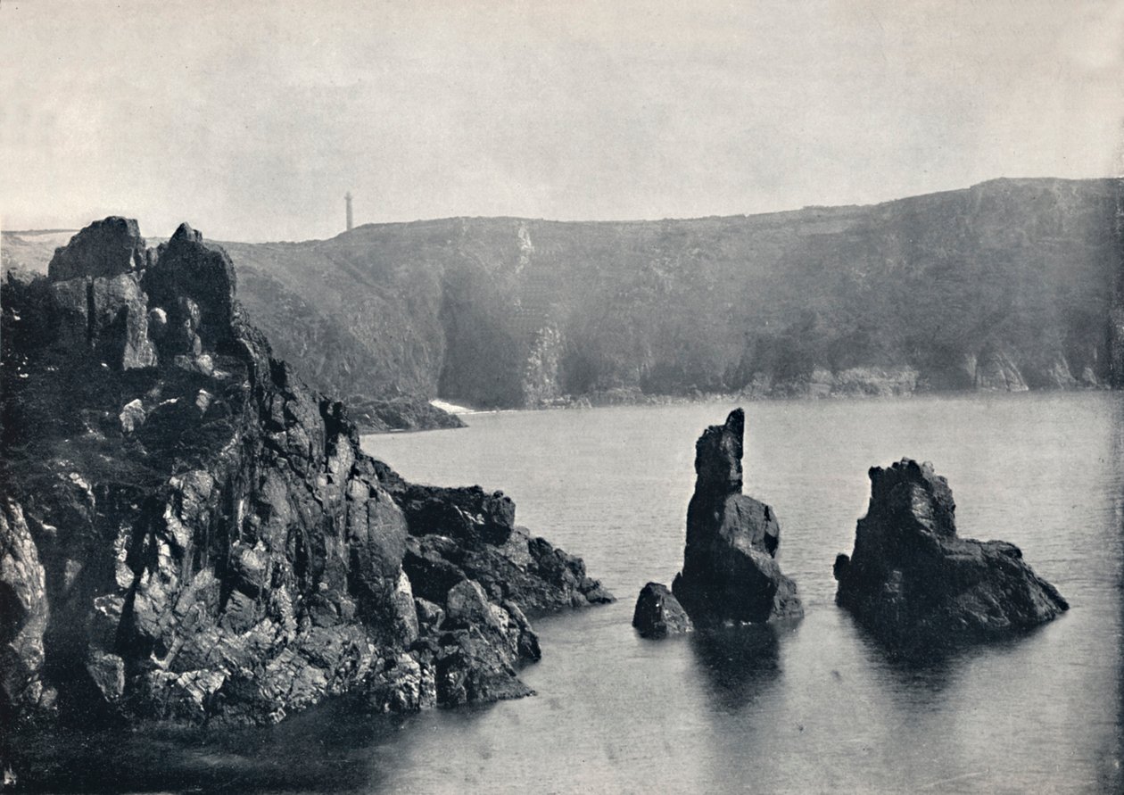 Guernsey – Moulin Huet-öböl, a Kutya- és Oroszlán-sziklákkal, 1895 alkotó: Unbekannt