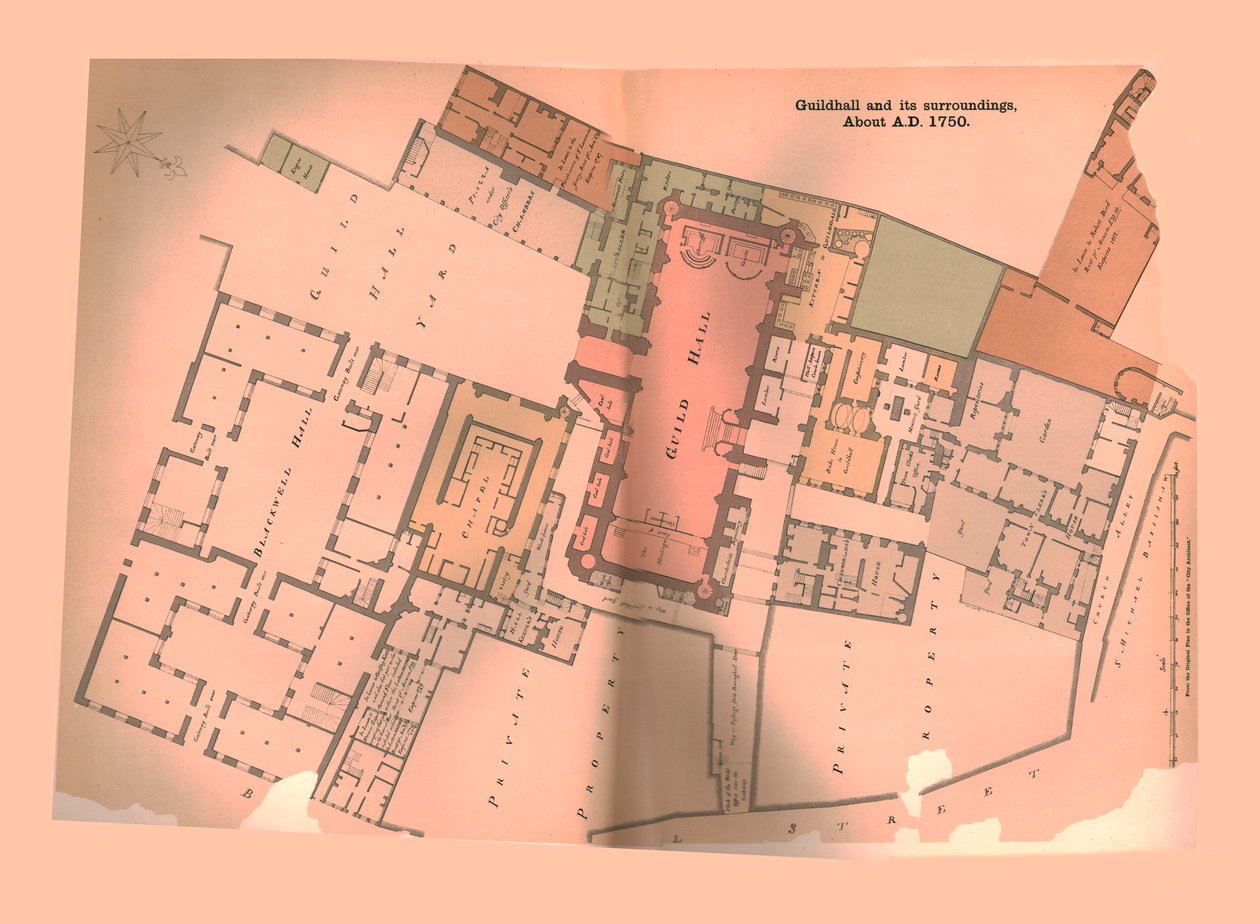 Guild Hall City of London terv, c1750, 1886 alkotó: Unbekannt