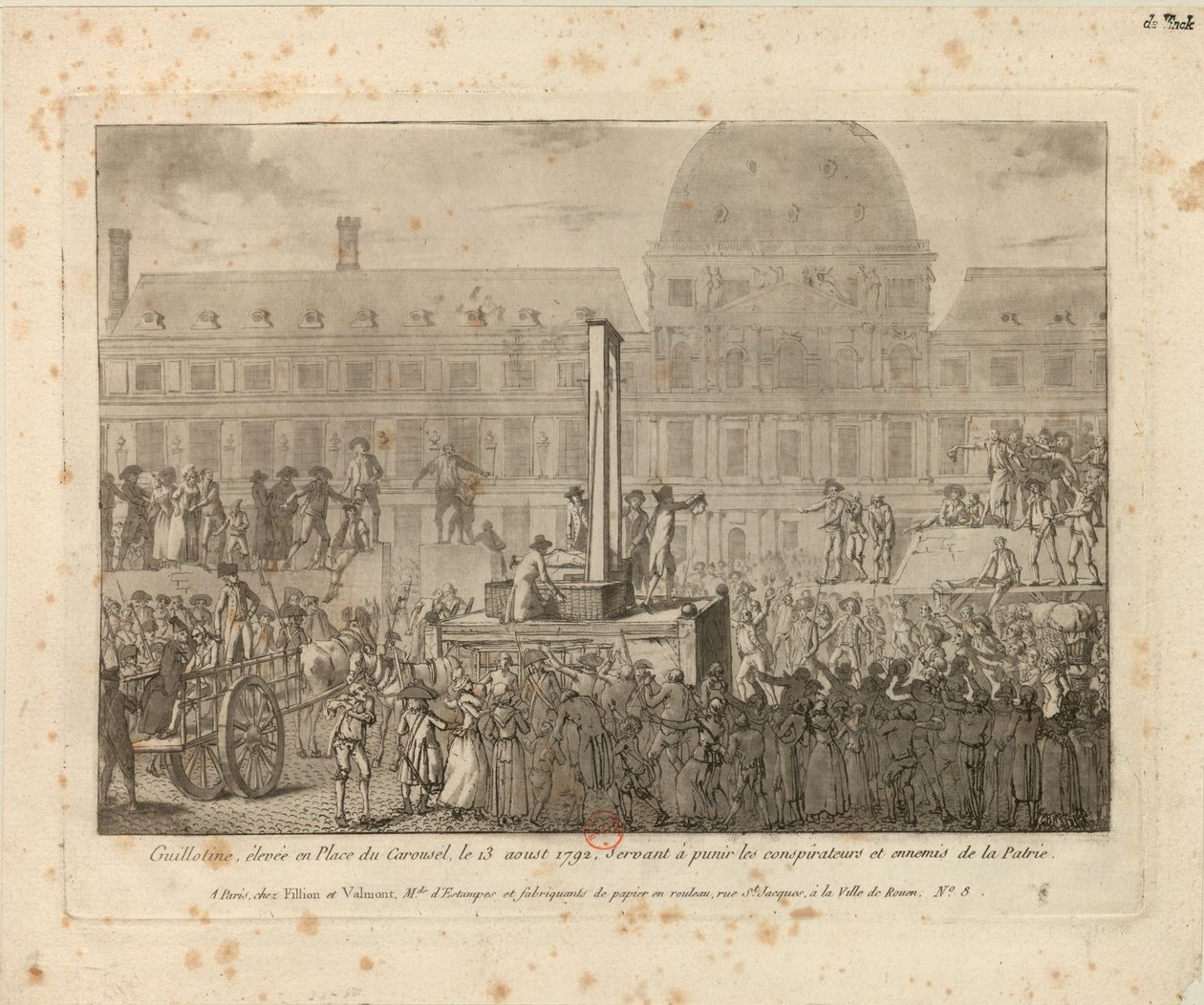 Guillotine-t állítottak fel a Place du Carrouselben, 1792. augusztus 13-án… alkotó: Unbekannt