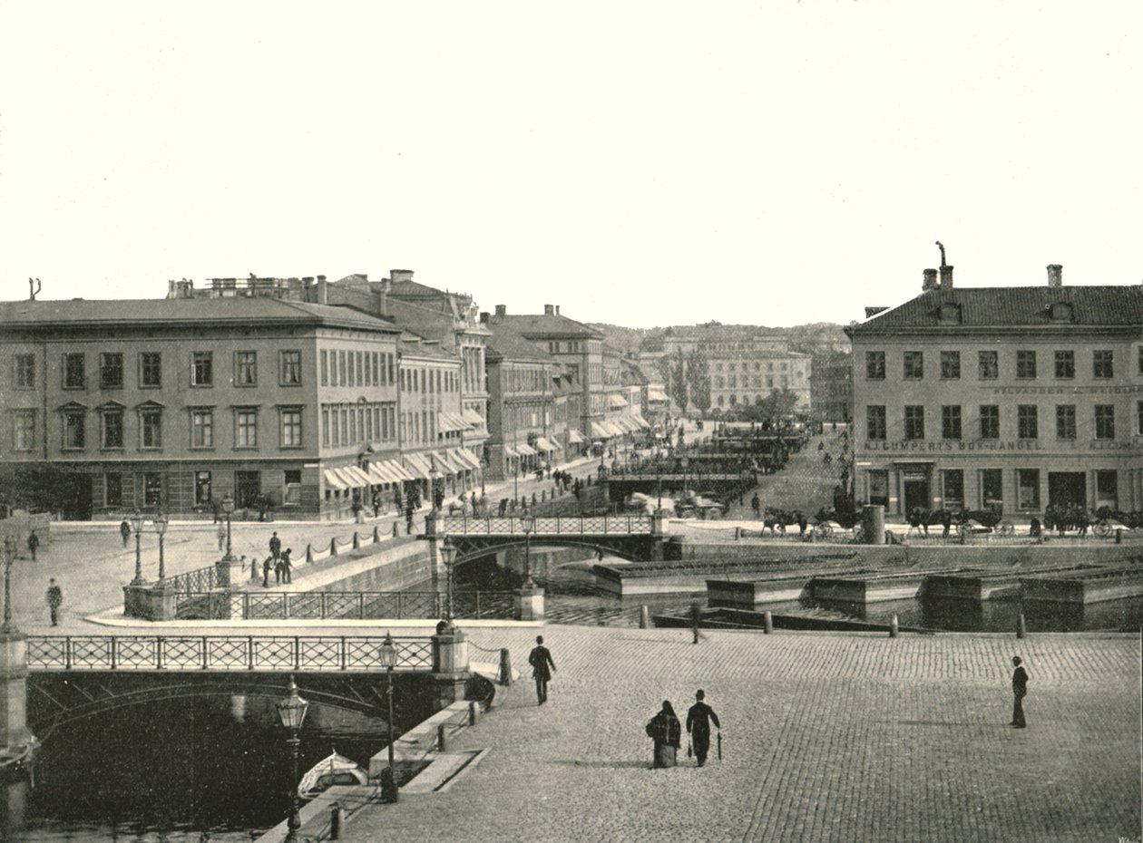 Gustav Adolfs torg és Ostra Hamngatan, Göteborg, Svédország, 1895. alkotó: Unbekannt