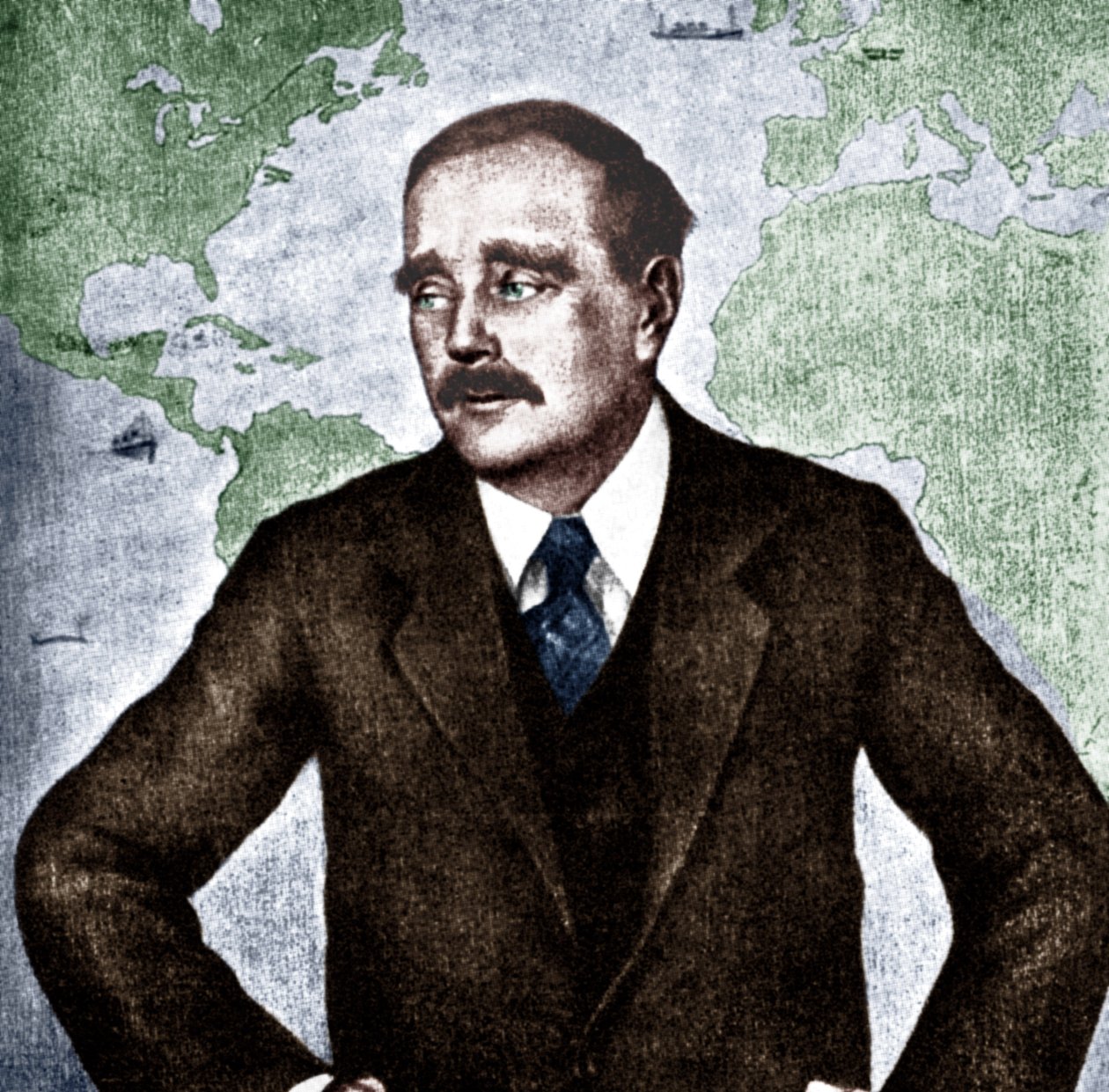 H G Wells - az angol regényíró, újságíró, szociológus és történész portréja, c. 1933. 1866. szeptember 21. – 1946. augusztus 13. Világok háborúja. alkotó: Unbekannt