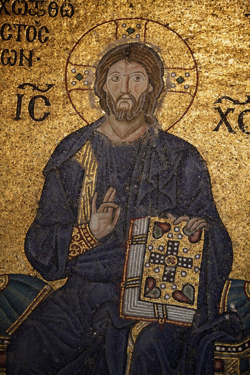 Hagia Sophia mozaik: Jézus megáldja és kezében tartja a Bibliát Istanbul Turquie alkotó: Unbekannt