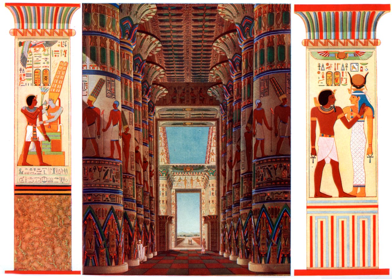 Oszlopok csarnoka a karnaki nagy templomban, Egyiptom, 1933-1934 alkotó: Unbekannt