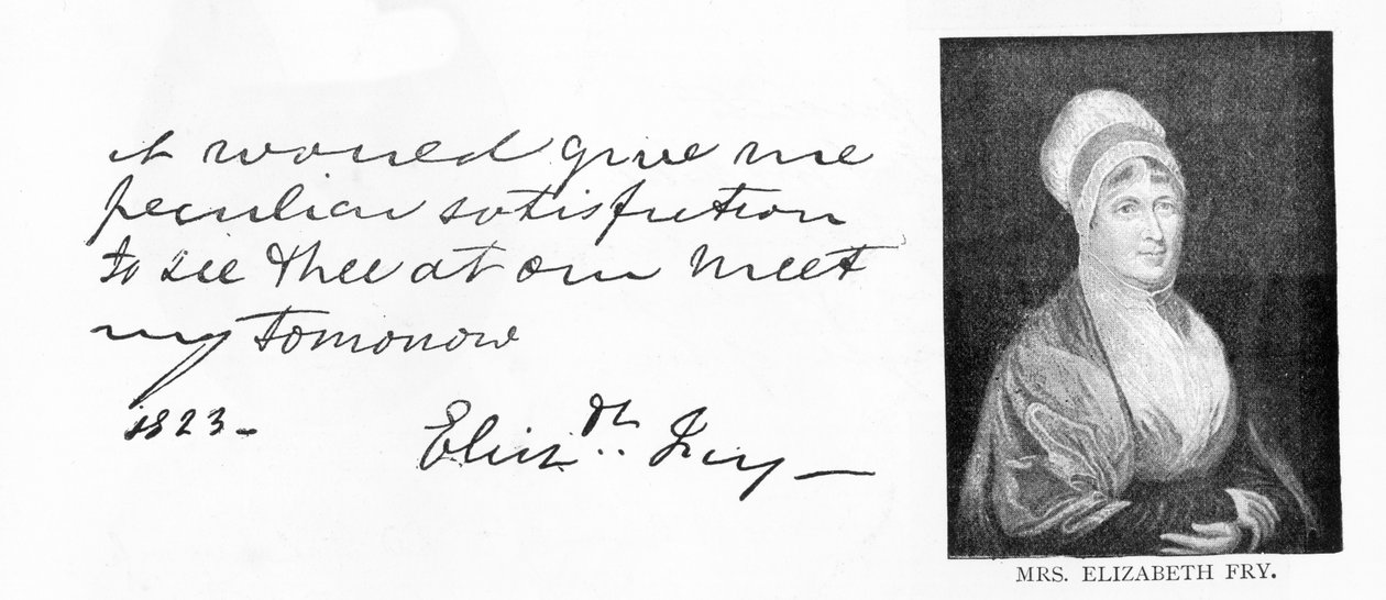Elizabeth Fry kézírása és aláírása alkotó: Unbekannt