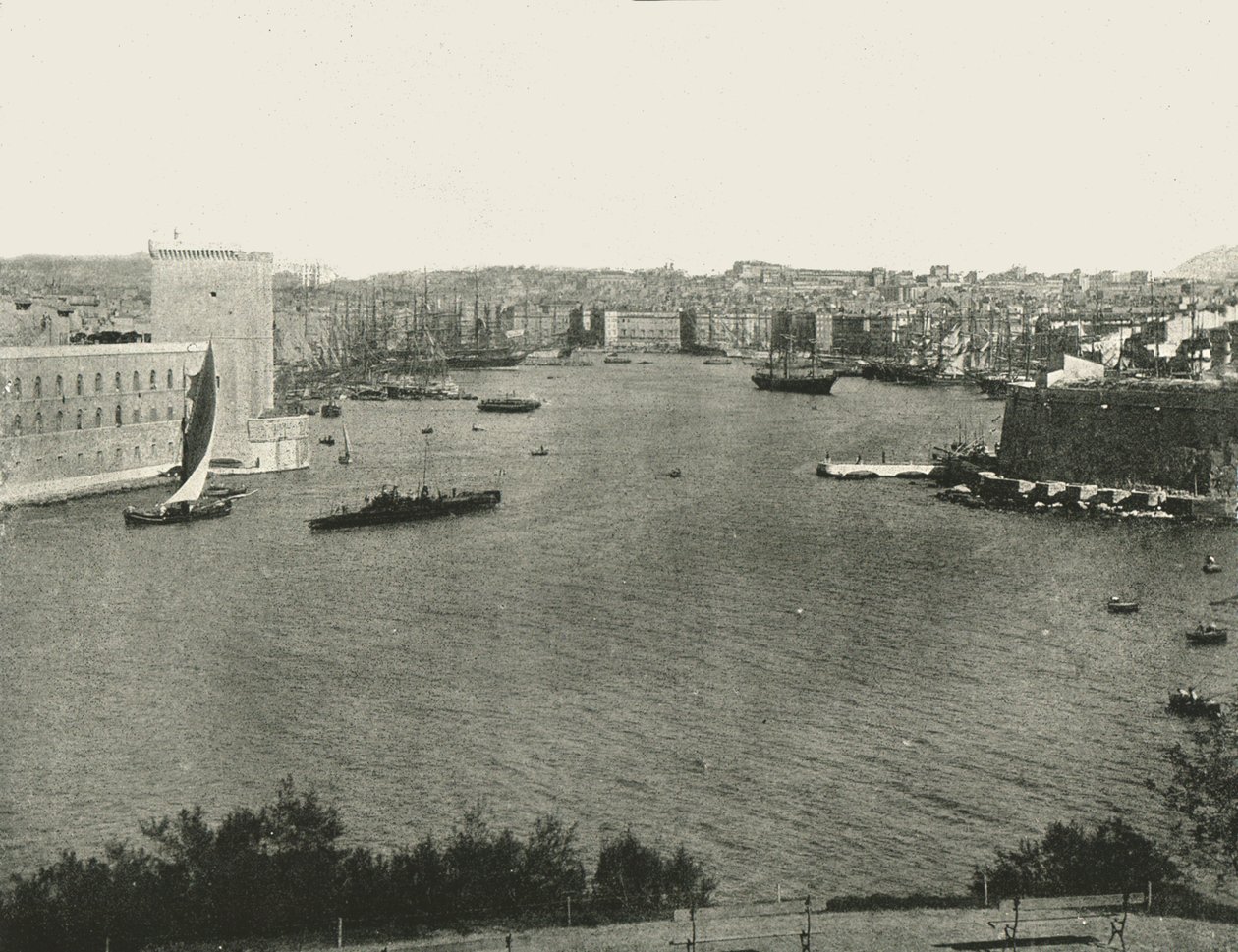 Kikötői kilátás, Marseille, Franciaország, 1895. alkotó: Unbekannt