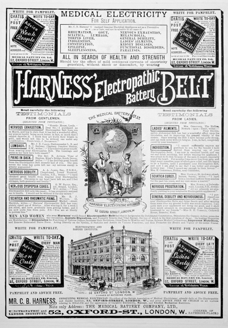 Harness Electropathic Battery Belt hirdetés, 1893 alkotó: Unbekannt