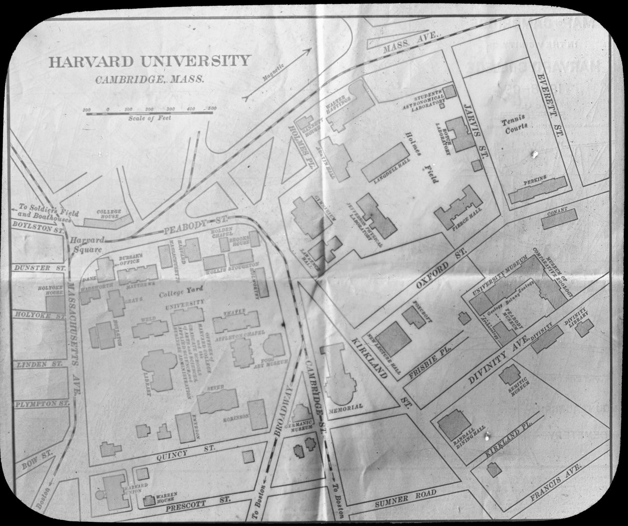 Harvard Egyetem campus térképe, Cambridge, Massachusetts, USA, 19. század vége vagy 20. század eleje alkotó: Unbekannt