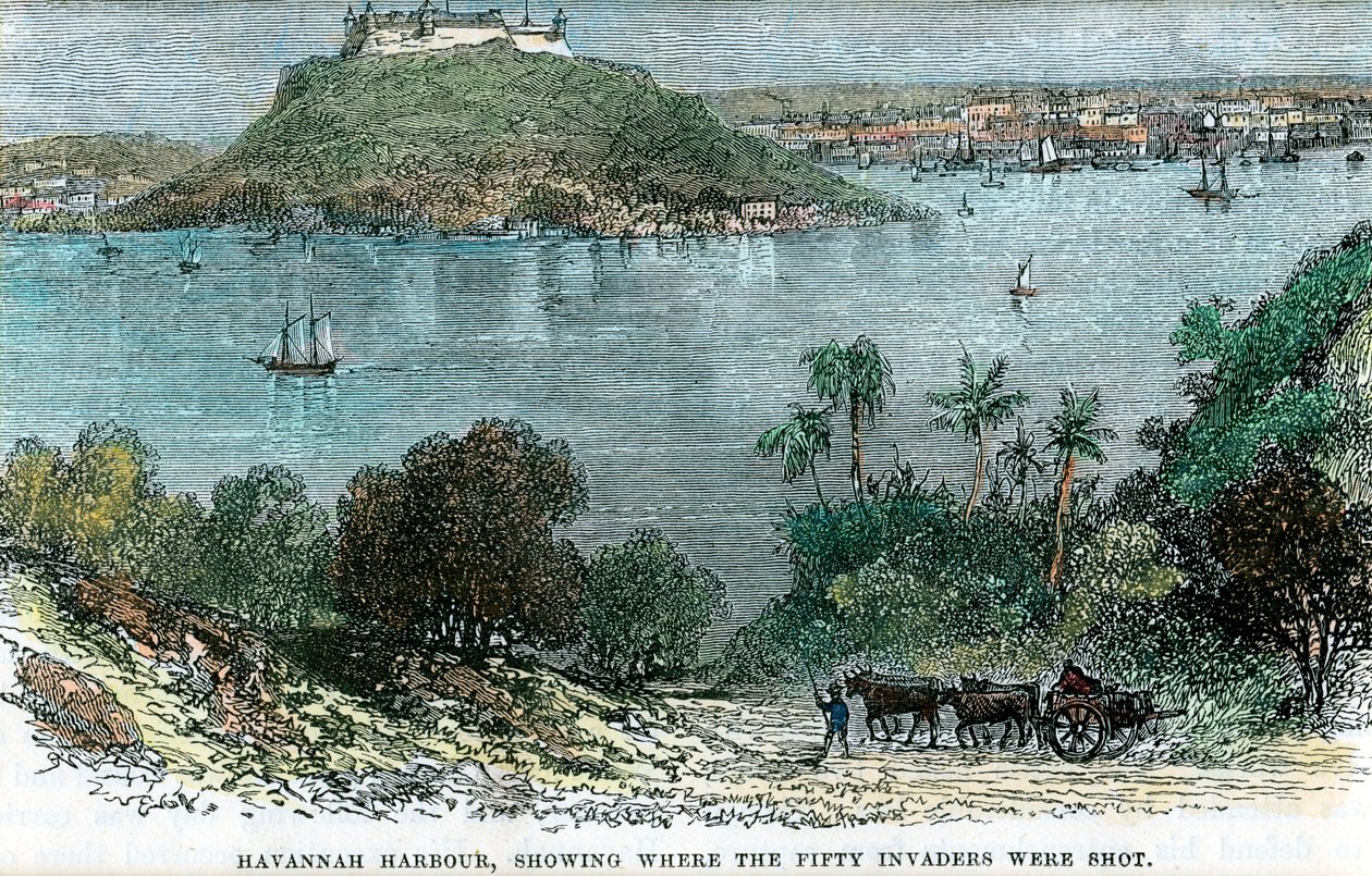 Havannah kikötője, amely megmutatja, hol lőtték le az ötven betolakodót, Kuba, 1880 alkotó: Unbekannt