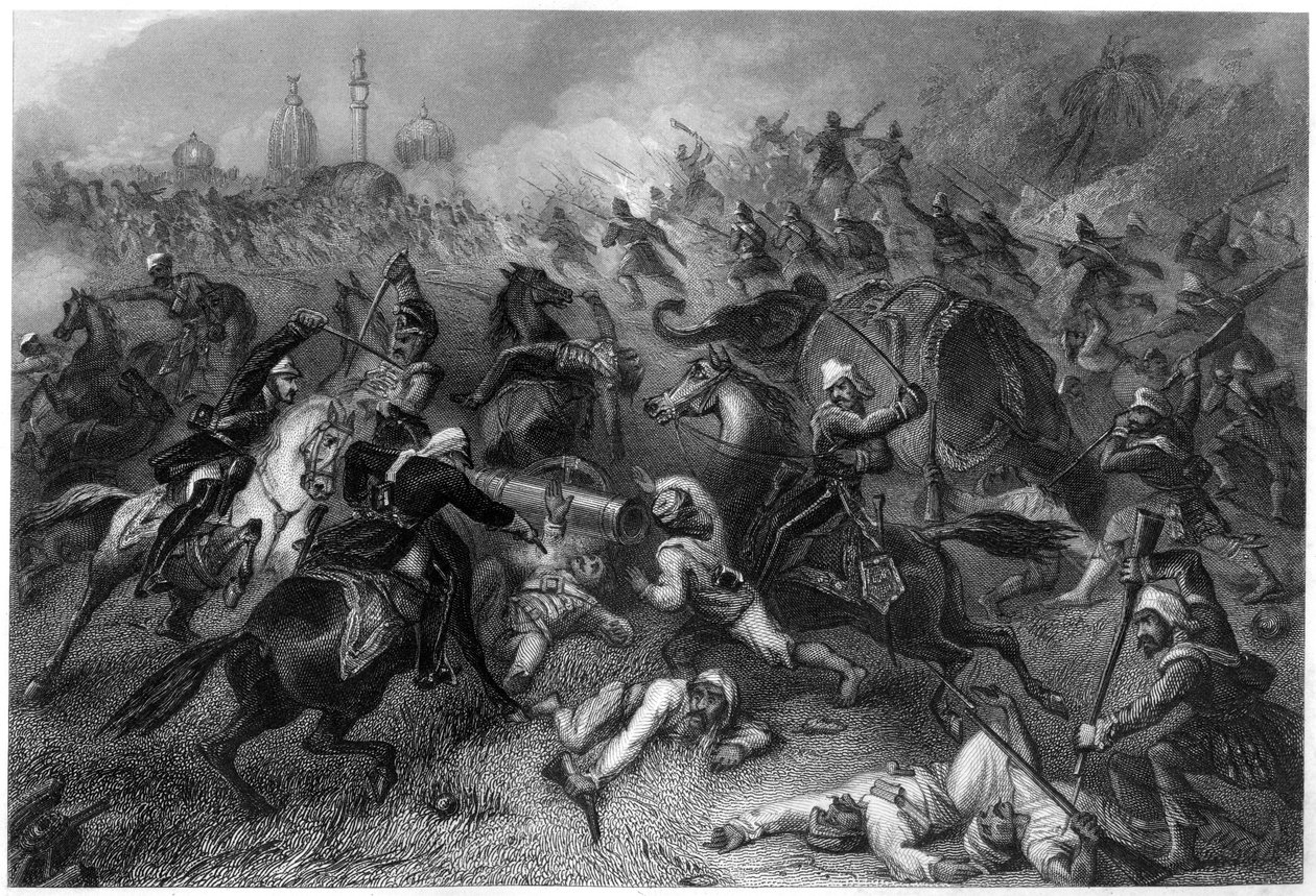 Havelocks oszlop támadja a lázadókat Cawnpore előtt, 1857, c1860 alkotó: Unbekannt