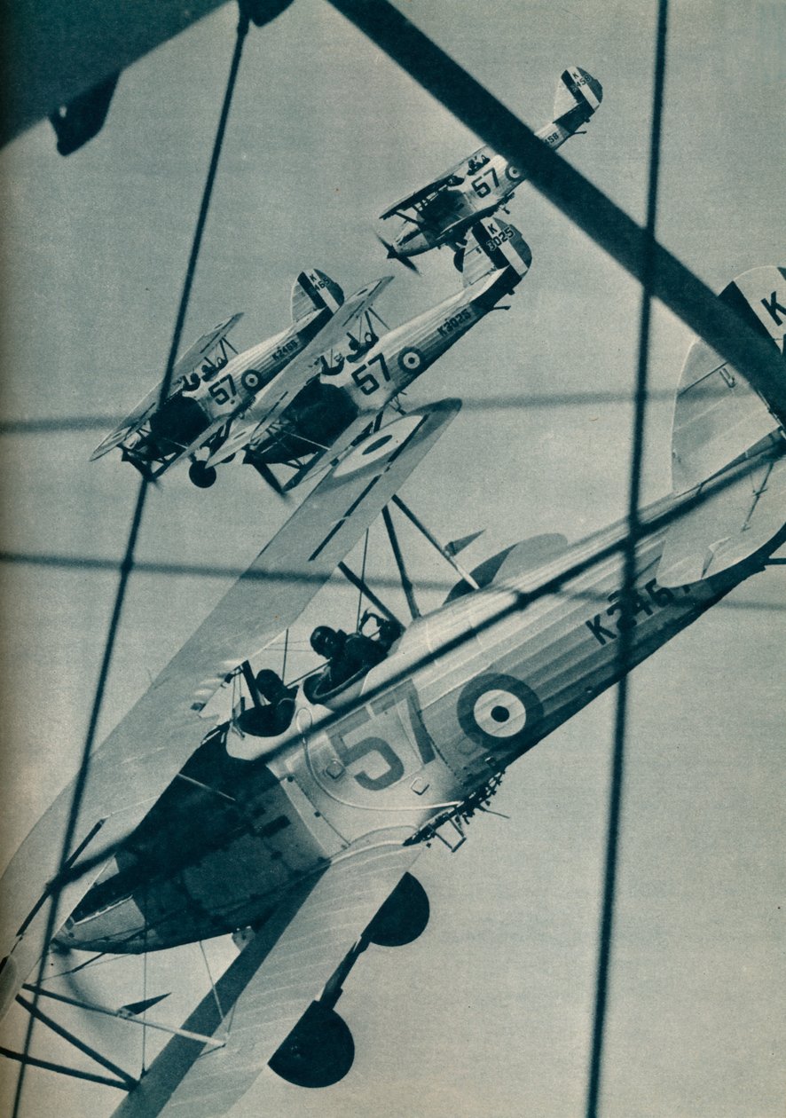 Hawker Hart kétfedelű repülőgépek alakzatban, c1936 c1937 alkotó: Unbekannt