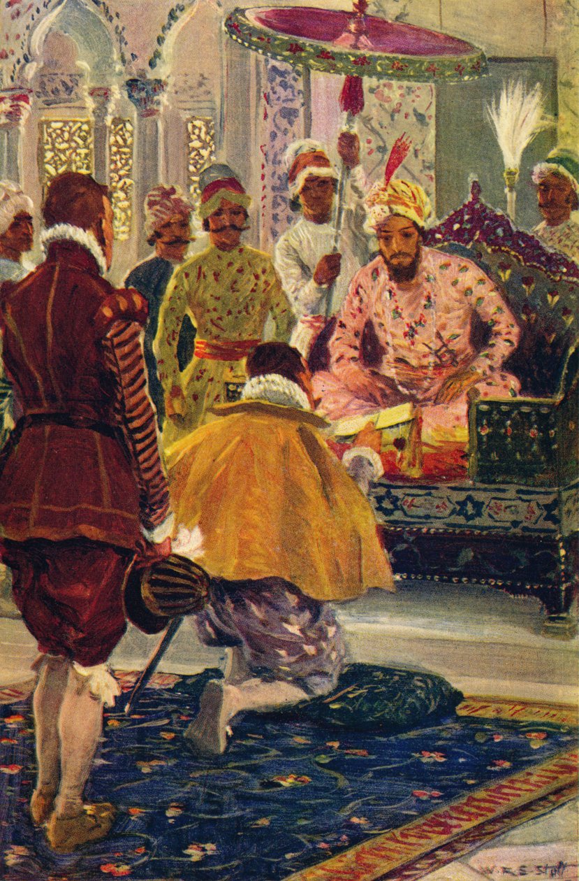 Hawkins bemutatja King Jamess levelet a nagy mogulnak, 1608 c1912 alkotó: Unbekannt