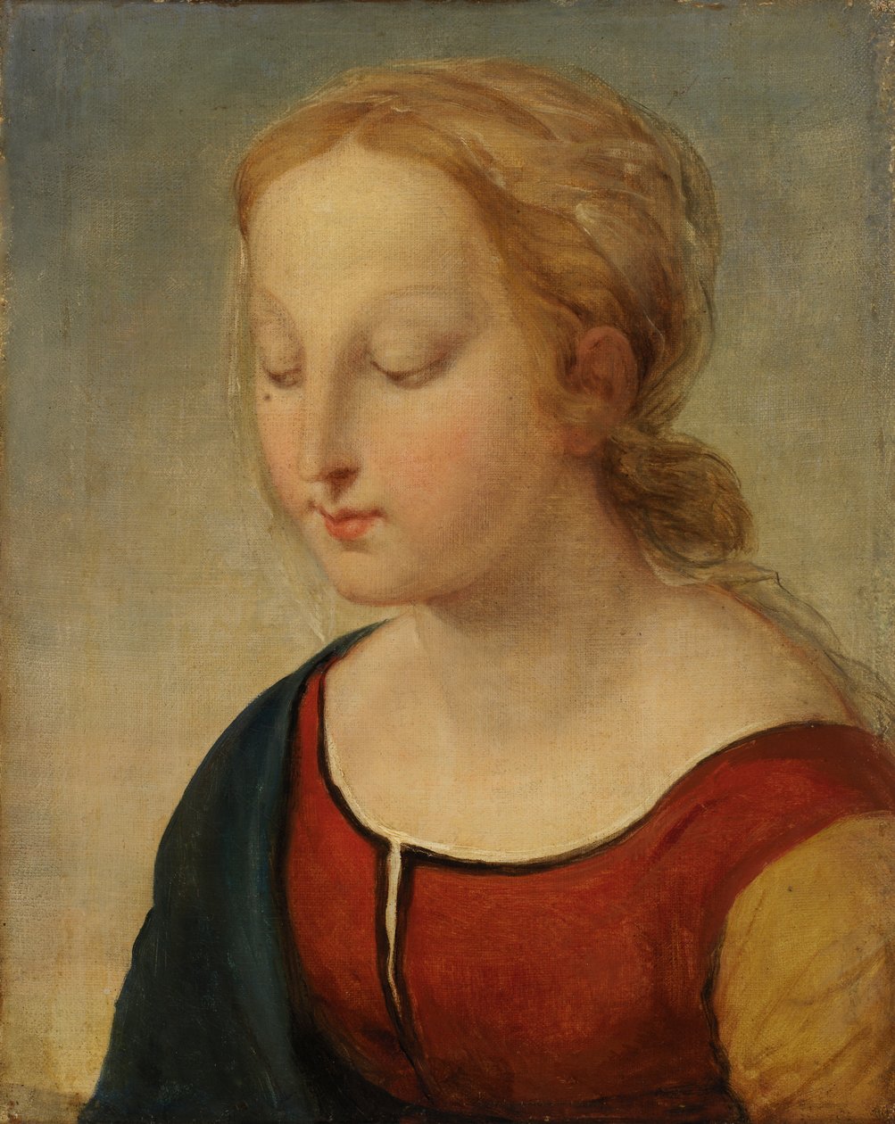 A Madonna feje a la Belle Jardiniere-ből, 19. század. alkotó: Unbekannt
