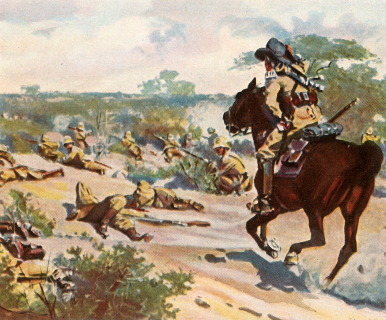 Hendrik Witboi halálosan megsebesült a fahlgrasi harcokban, 1905. október 29-én, 1936. alkotó: Unbekannt