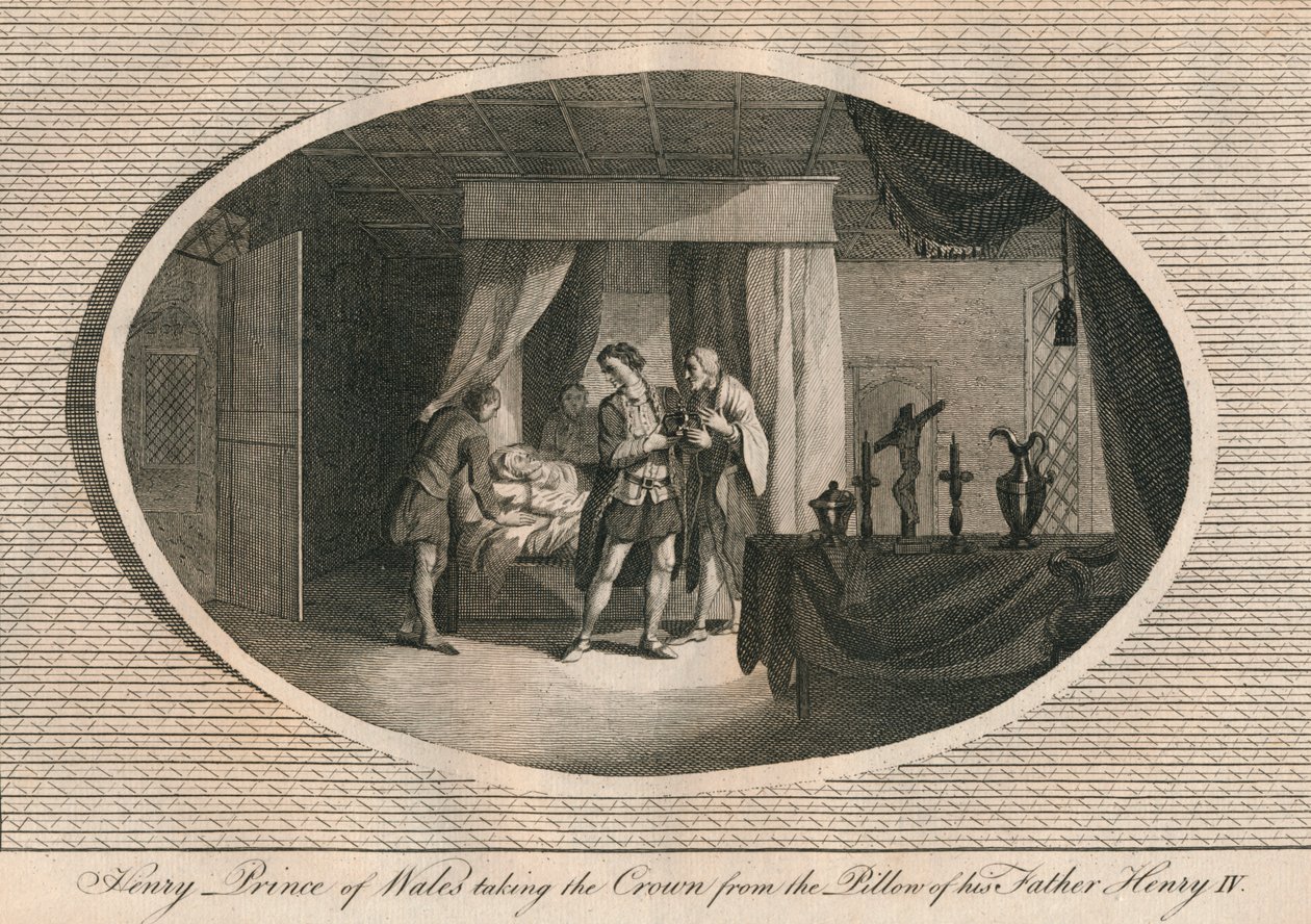 Henrik, walesi herceg elveszi a koronát apja, IV. Henrik párnájából, 1413 1793 alkotó: Unbekannt