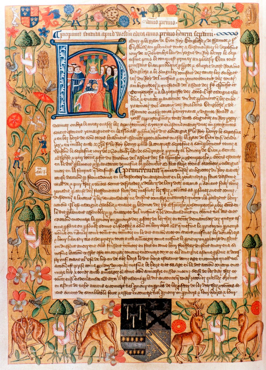 VII. Henrik első parlamenti aktusa a király kezdeti portréjával, az 1480-as évek végén alkotó: Unbekannt