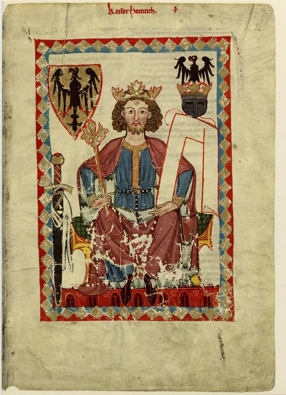VI. Henrik 1165-1197, római római császár a Manesse-kódexből, 1305 és 1340 között alkotó: Unbekannt