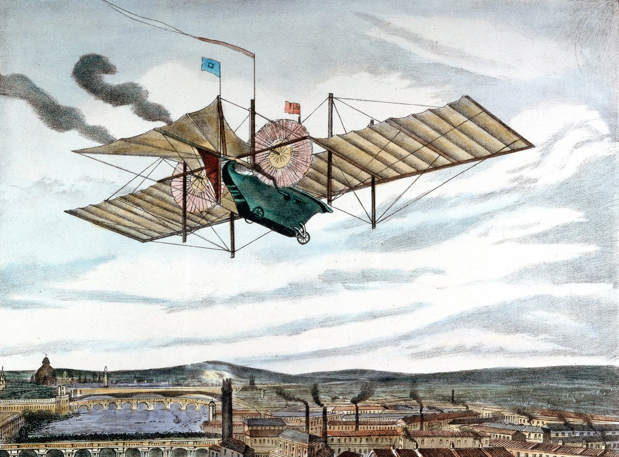Henson és Stringfellows 1843-as terve gőzüzemű repülő géphez, 1843 alkotó: Unbekannt