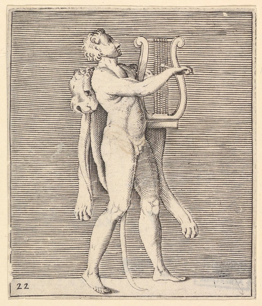 A lírát játszó Herkules, a vállára terített oroszlánbőr, megjelent kb. 1599-1622. alkotó: Unbekannt