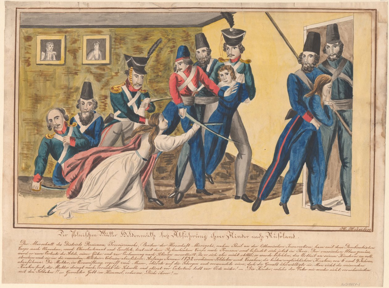 A lengyel anyák hősiessége, amikor gyermekeiket Oroszországba szállították, 1832 alkotó: Unbekannt