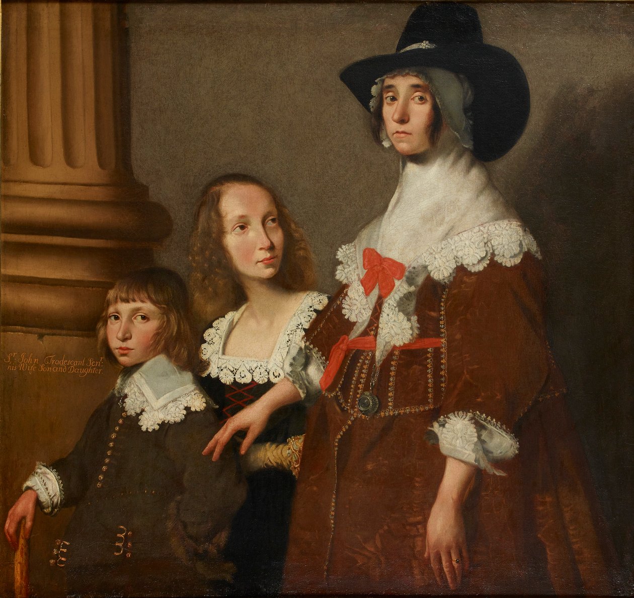 Hester Tradescant és mostohagyermekei, John és Frances, 1644 alkotó: Unbekannt