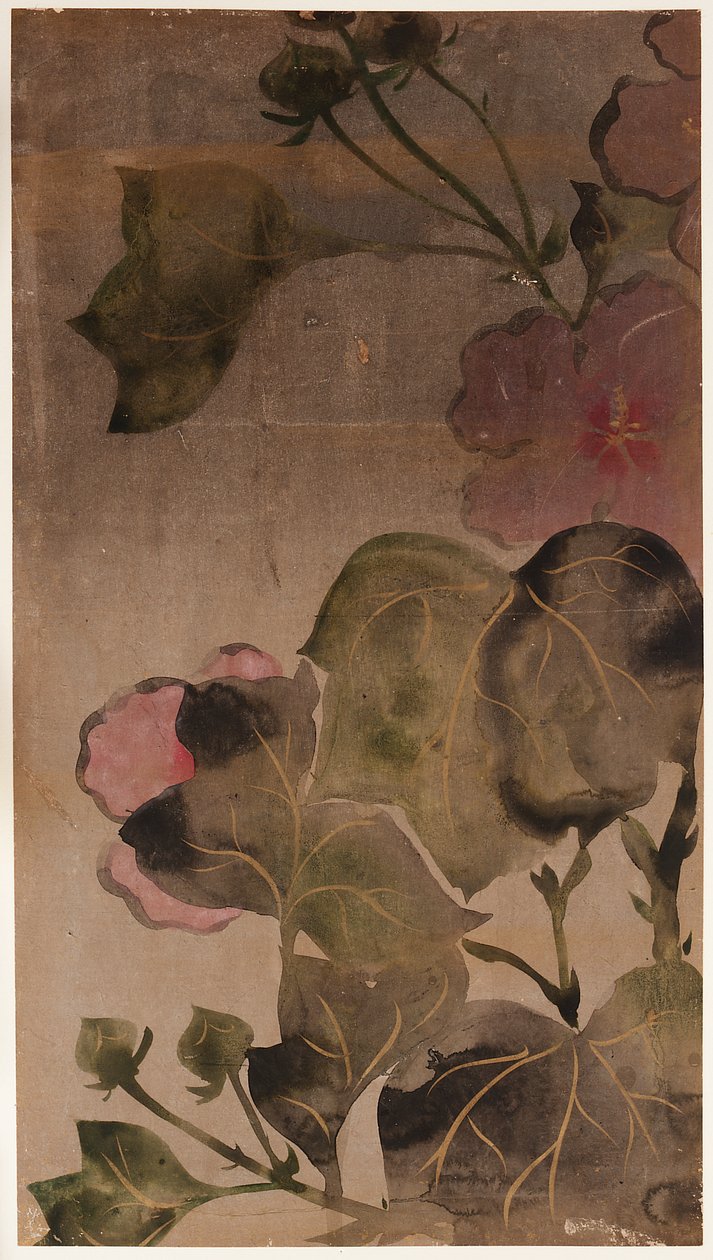 Hibiszkusz virágai és levelei, Edo-korszak, 1615-1868. alkotó: Unbekannt