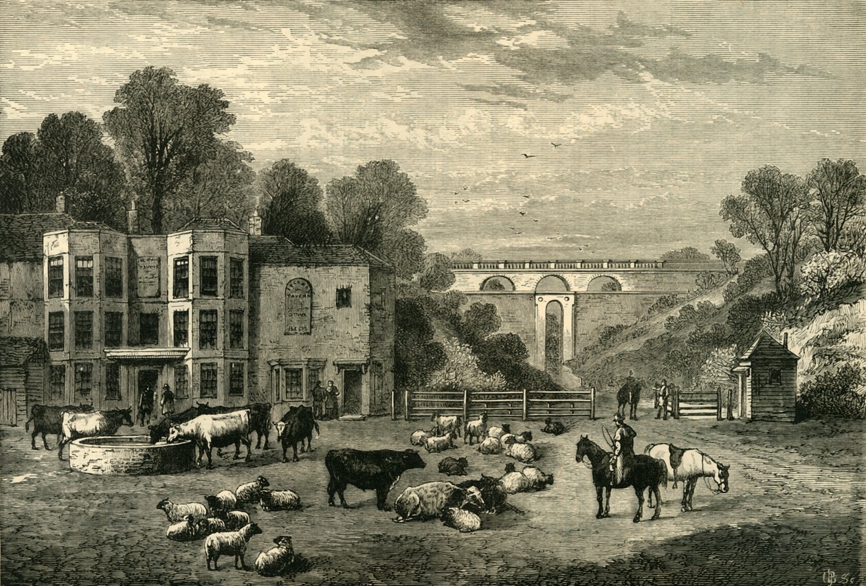 Highgate Archway Gate és Tavern 1825-ben, c1876. alkotó: Unbekannt