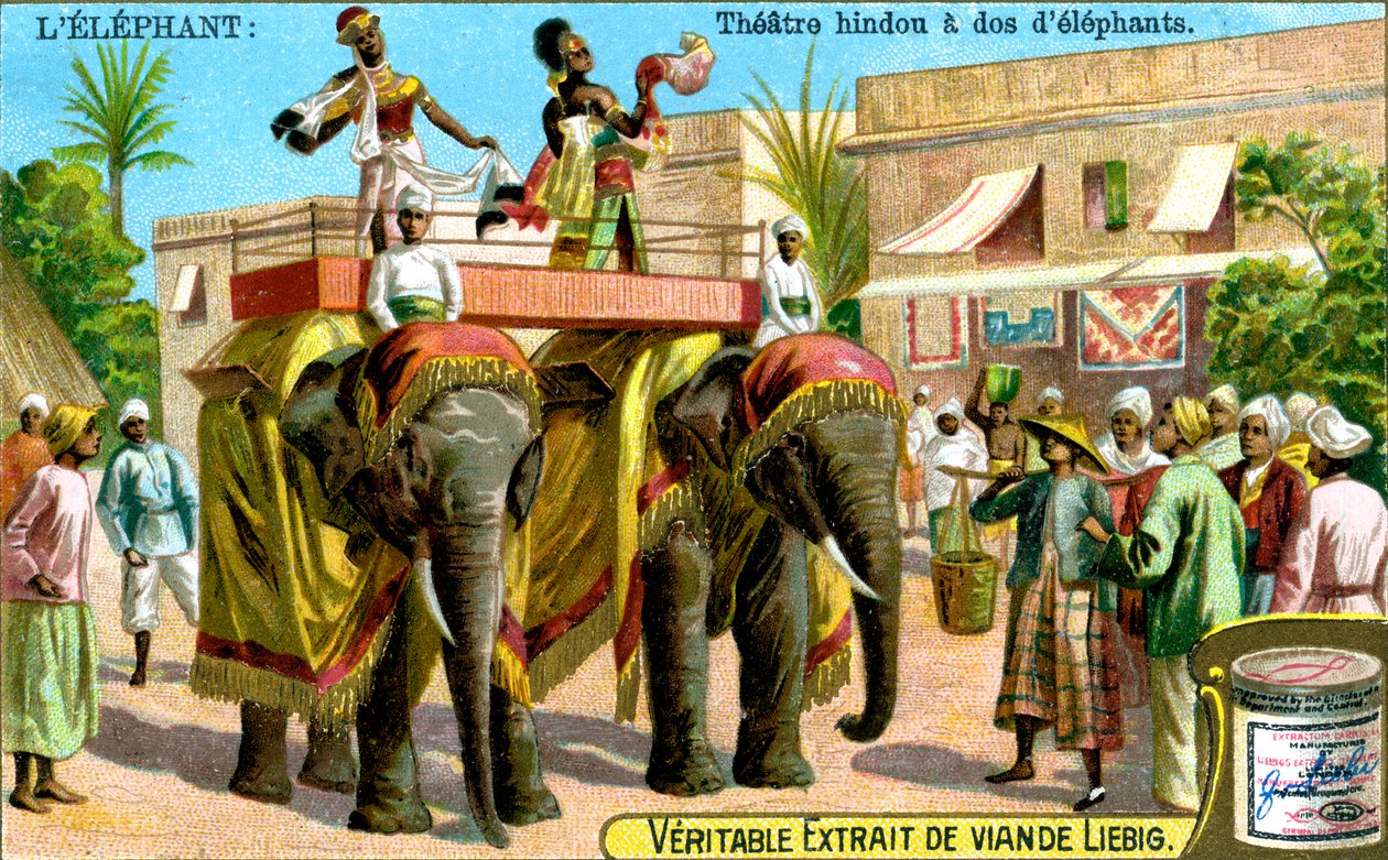 Hindu színház az elefántok hátán, 1900 alkotó: Unbekannt