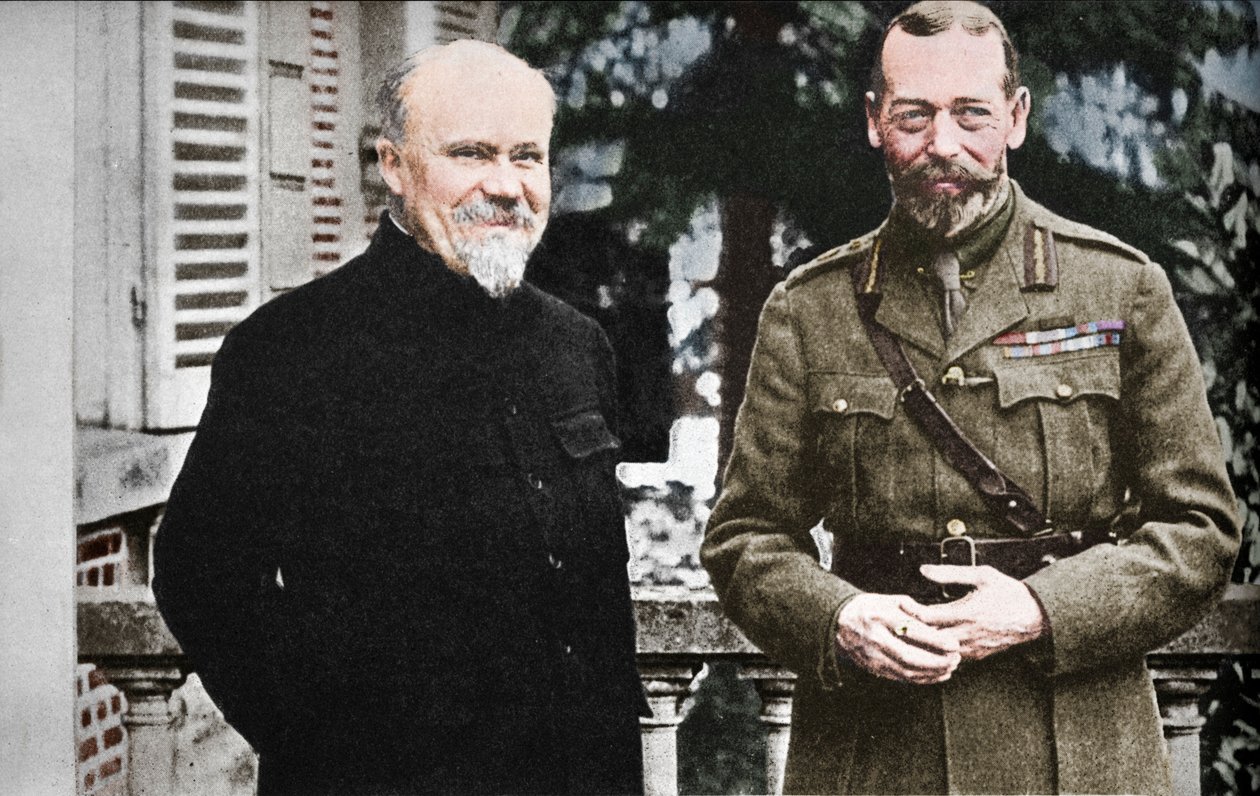Őfelsége Poincare elnökkel a brit főhadiszálláson Franciaországban, 1916, 1935. alkotó: Unbekannt