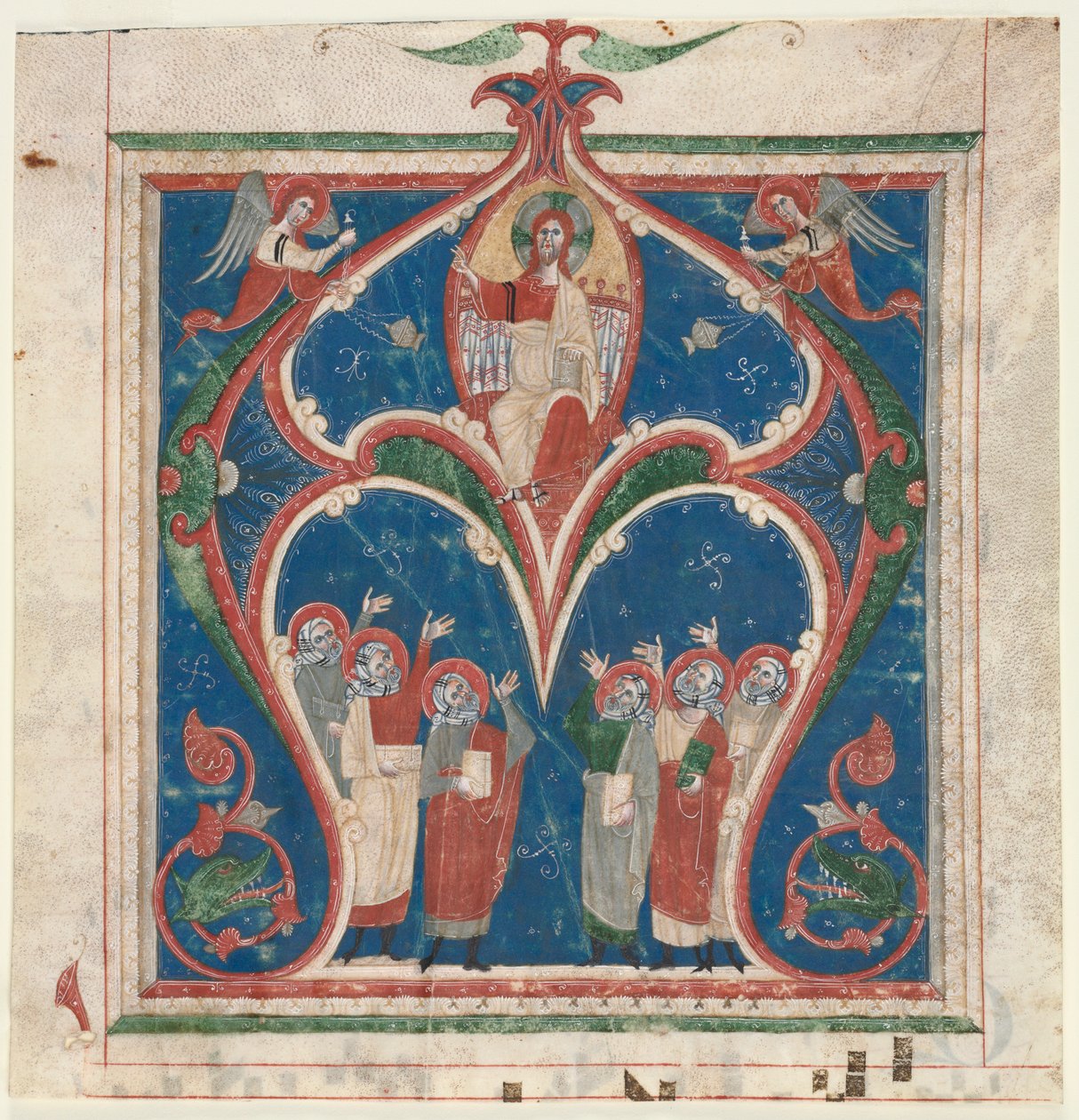 Történeti kezdőbetű A Kivágva egy antifóniából: Krisztus a fenségben a prófétakkal, c. 1280-1300. alkotó: Unbekannt