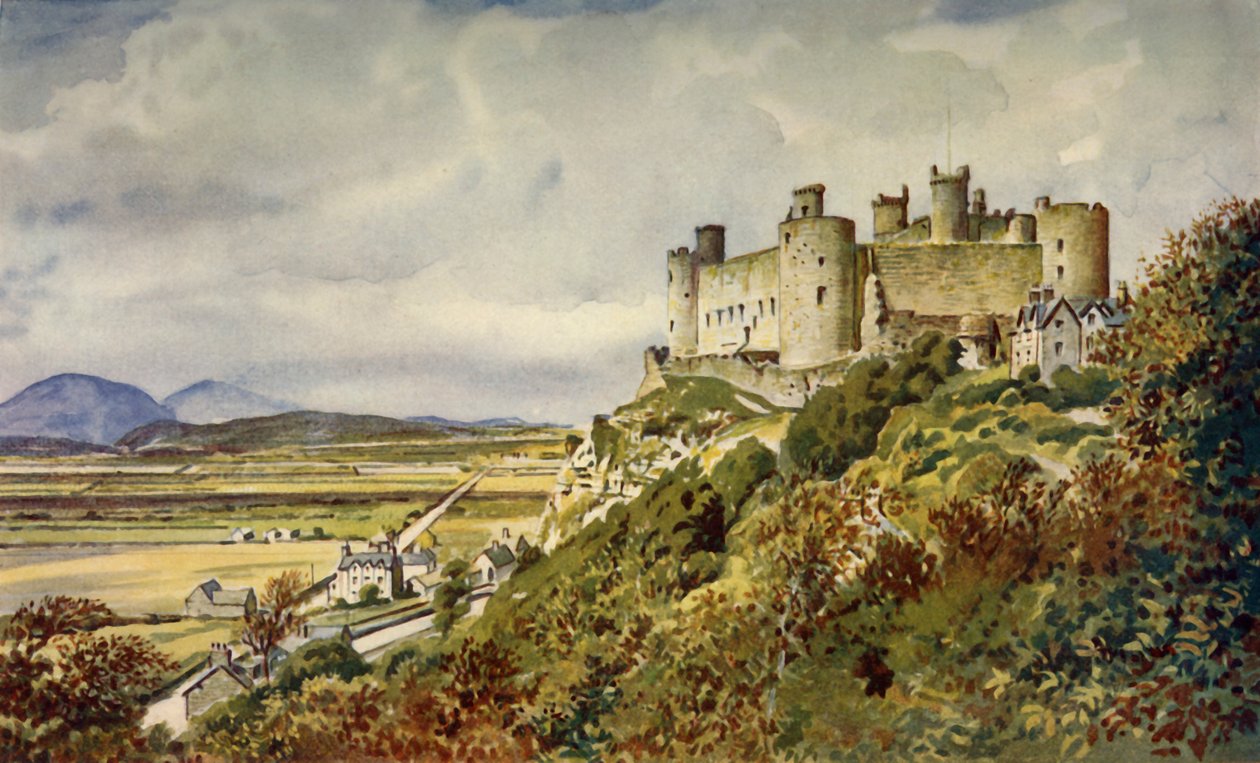 Történelmi Harlech kastély, híres a walesi dalról, 1948. alkotó: Unbekannt