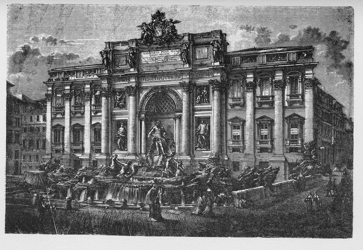 Az ókori Róma története. A Trevi-kút egy szökőkút Rómában, Olaszországban, a Trevi kerületben, amelyet Nicola Salvi olasz építész tervezett és Pietro Bracci készített el. alkotó: Unbekannt