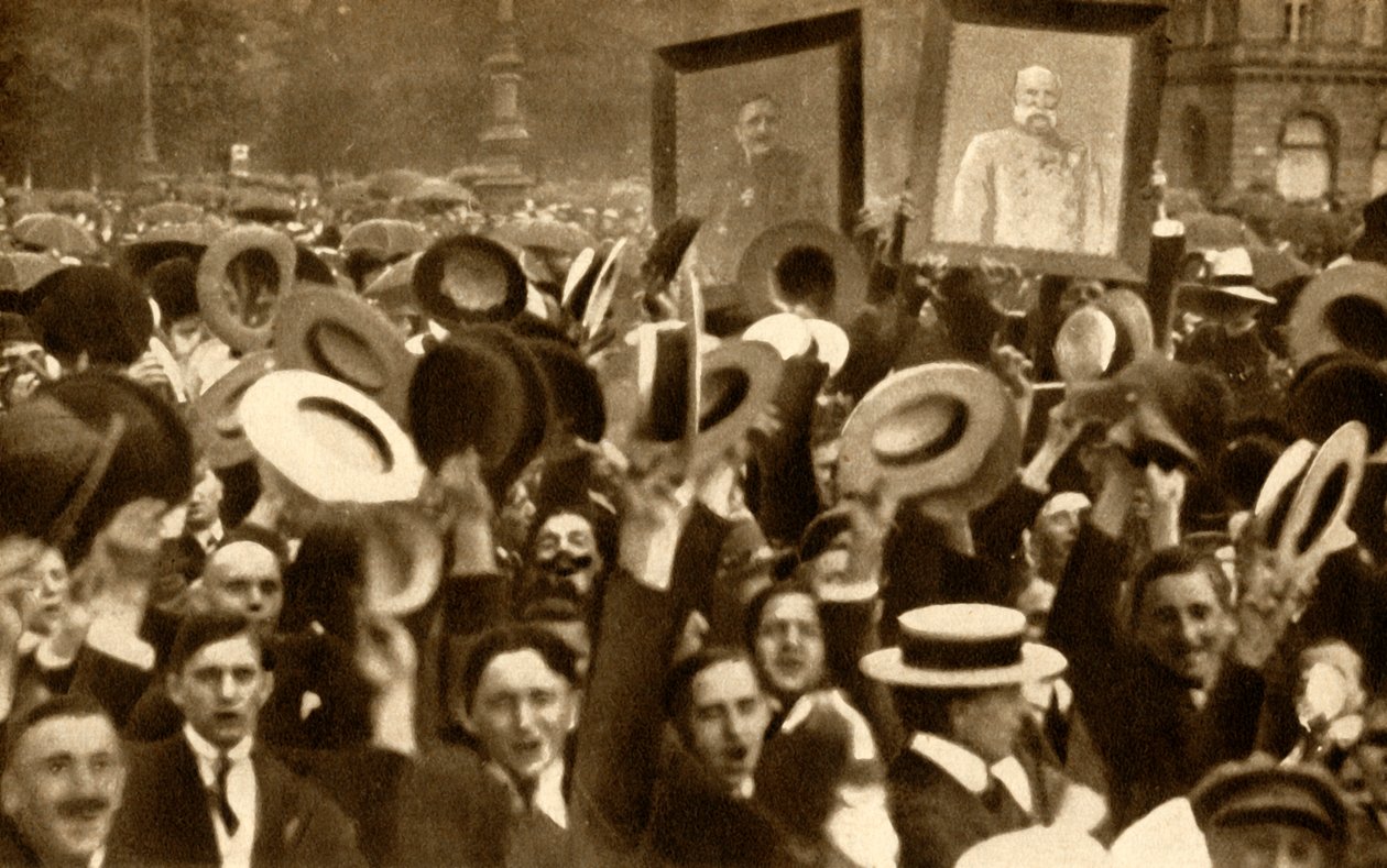 Hoch the Kaiser!: ujjongó tömeg az utcákon, Berlin, Németország, 1914. augusztus 4., 1933. alkotó: Unbekannt