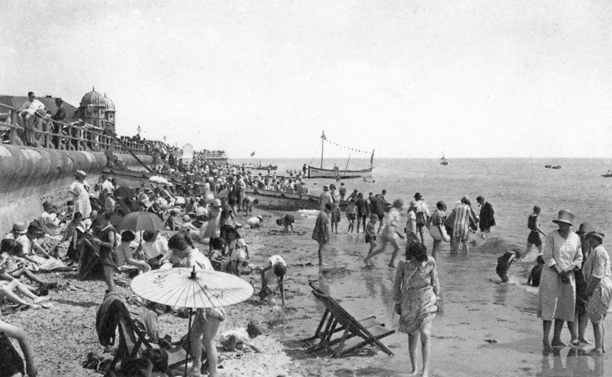 Nyaralók a Bognor Regis tengerparton, West Sussex, 1900-1920-as évek alkotó: Unbekannt