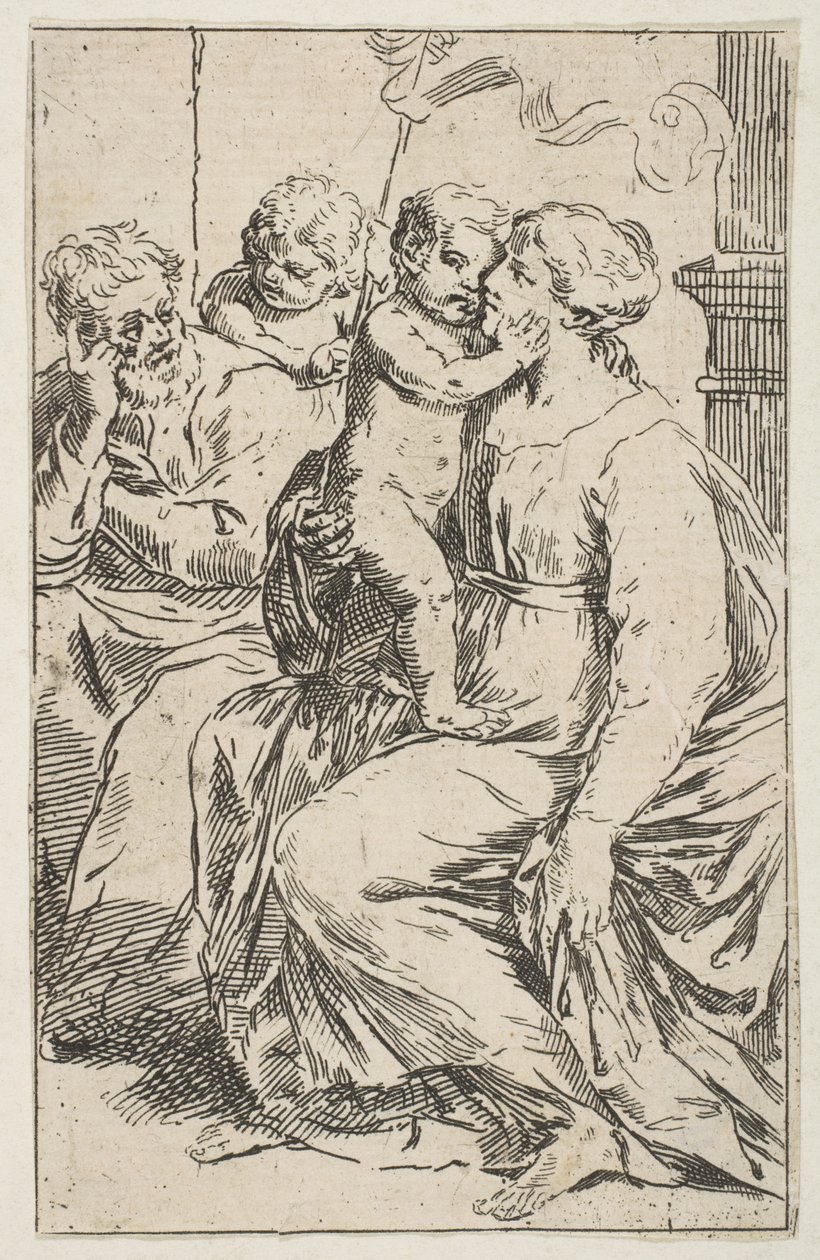 Szent Család Keresztelő Szent Jánossal, Cantarini utáni másolat, kb. 1640-1642 vagy utána. alkotó: Unbekannt