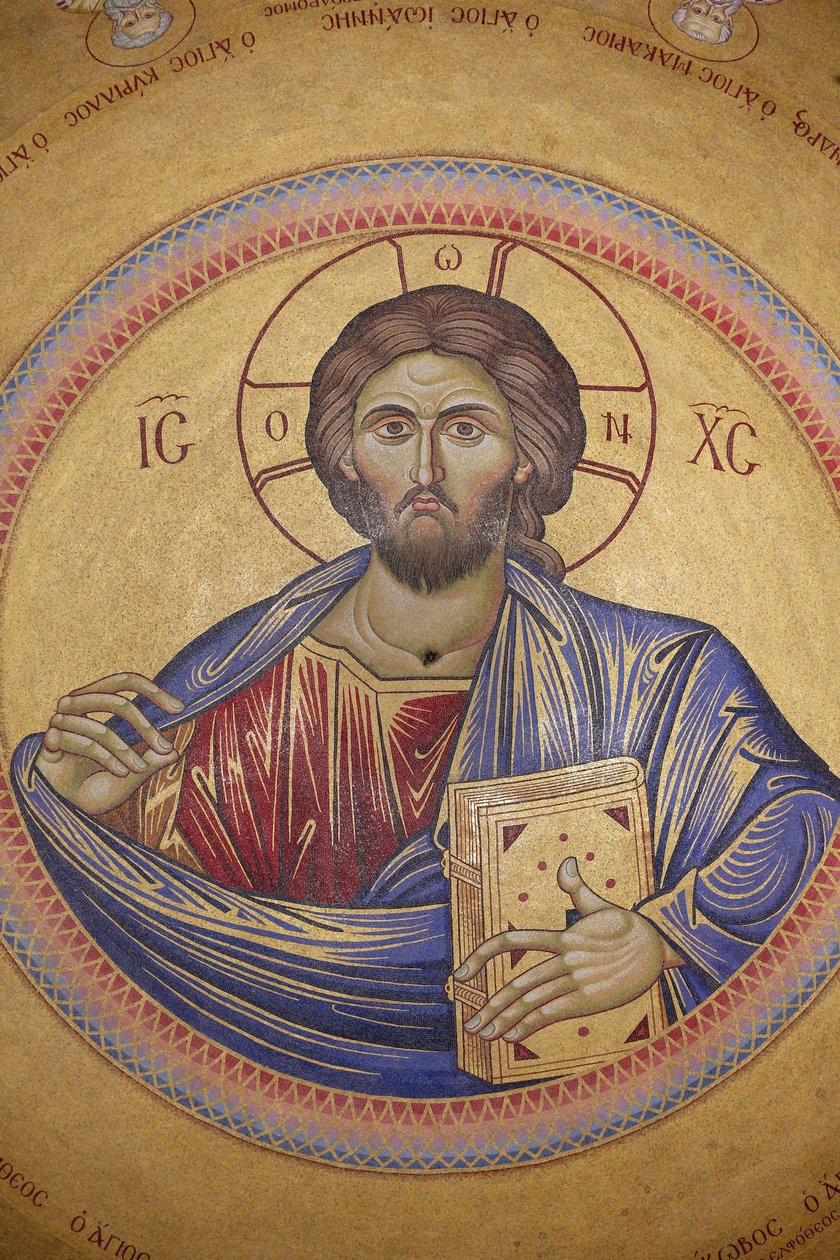 Szent Sír templom, Catholicon mennyezete, Krisztus Pantokrátor mozaik, Jeruzsálem, Izrael alkotó: Unbekannt