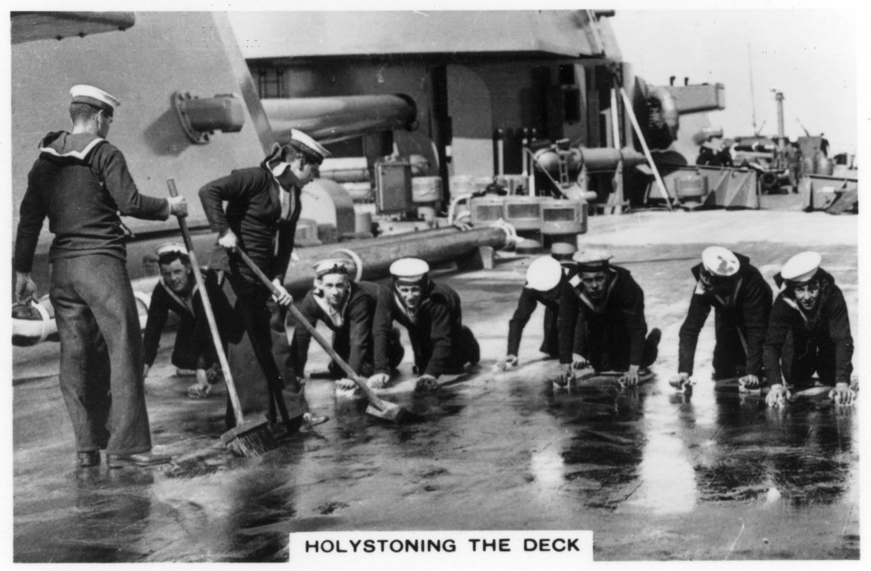 Holystoning the fedélzet, HMS Nelson, 1937 alkotó: Unbekannt