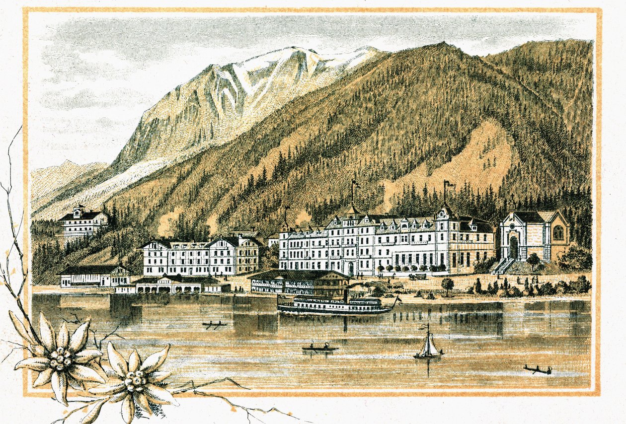 A Hotel Scholastic Alang Lake Achensi 1900 körül, Tirol Ausztriában található alkotó: Unbekannt