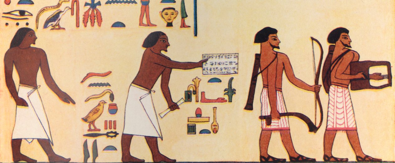 Hogyan festette le egy ókori egyiptomi az izraeliták Egyiptomba érkezését, 1930. alkotó: Unbekannt