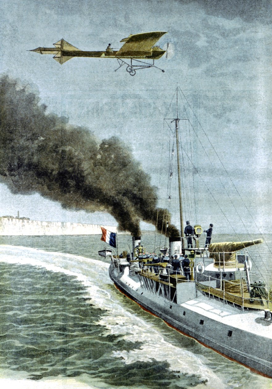 Hubert Latham megpróbálta átrepülni Antoinette monoplánjával a La Manche csatornán, 1909 alkotó: Unbekannt