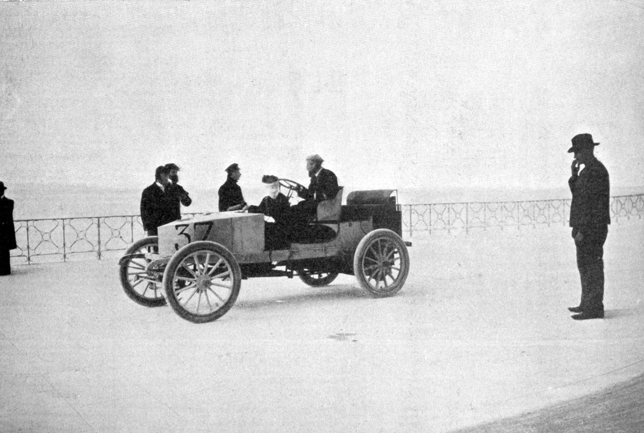 Hubert le Blon Gardner-Serpollet gőzkocsijában, Nizza, 1903 alkotó: Unbekannt