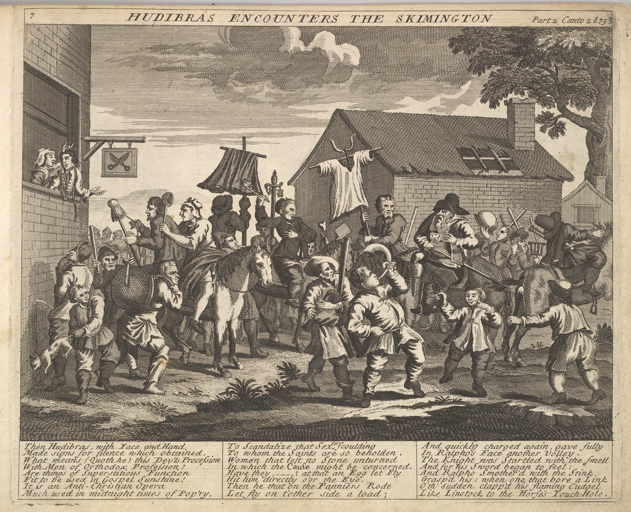 Hudibras találkozik a Skimington lemezzel 7: Illusztrációk Samuel Butlers Hudihoz..., 1725-30. alkotó: Unbekannt