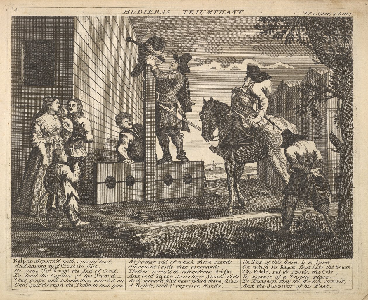 Hudibras 4. diadalmas tábla: Illusztrációk Samuel Butlershez Hudibras, 1725-30. alkotó: Unbekannt