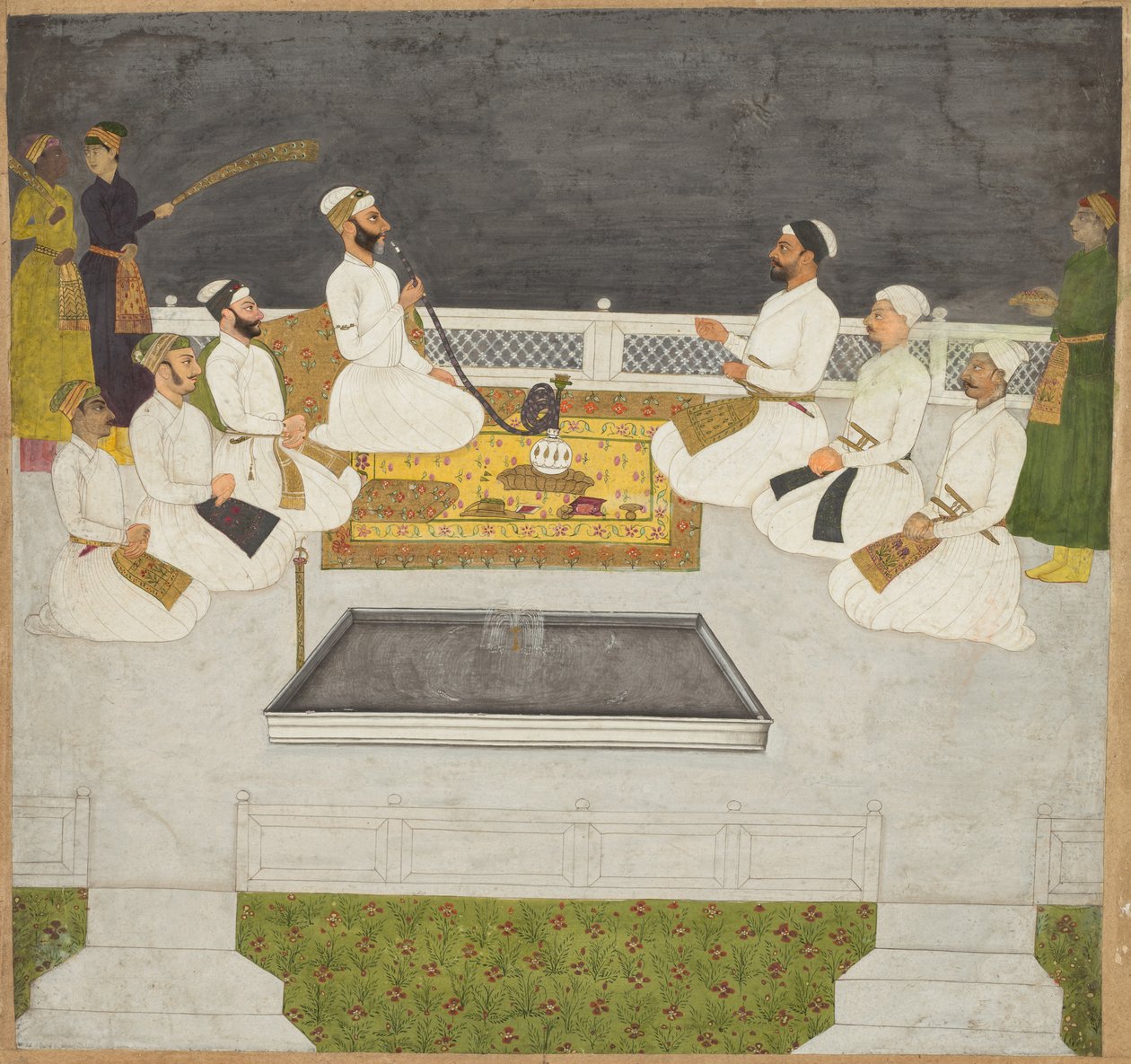 Husain Ali Khan szórakoztatja testvéreit The Sayyid Brothers, c. 1712-19. alkotó: Unbekannt