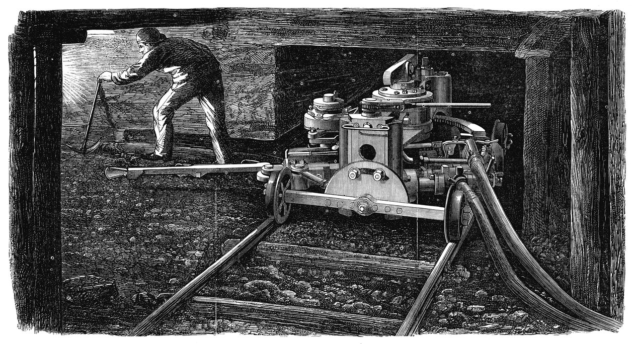 Hidraulikus szénvágó gép, The Iron Man néven, 1867 alkotó: Unbekannt