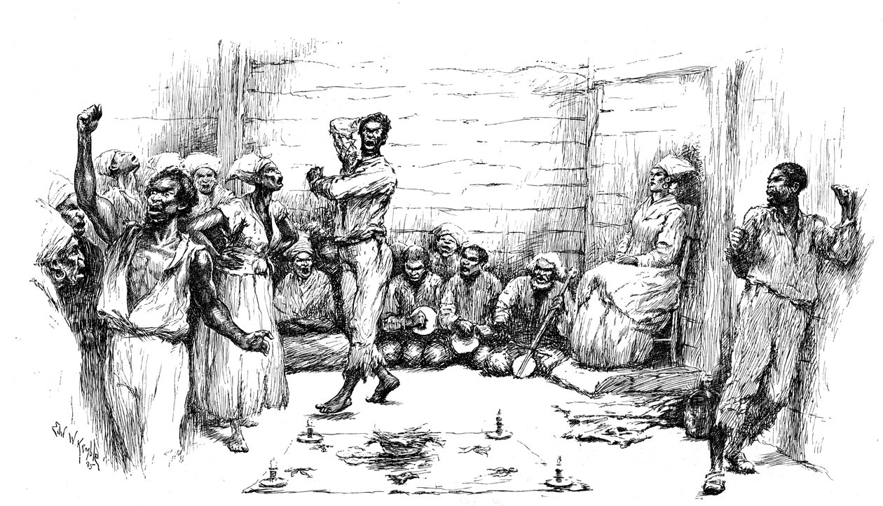 Hipnotikus transz a voodoo táncrítusok során, Louisiana, USA, 1886 alkotó: Unbekannt