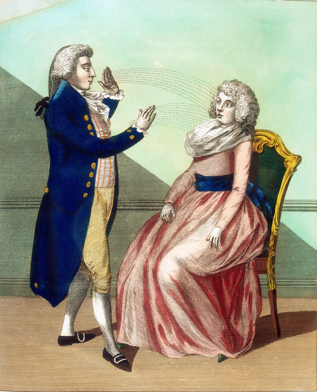 Hipnotizőr, aki megbabonáz egy pácienst, c1795 alkotó: Unbekannt
