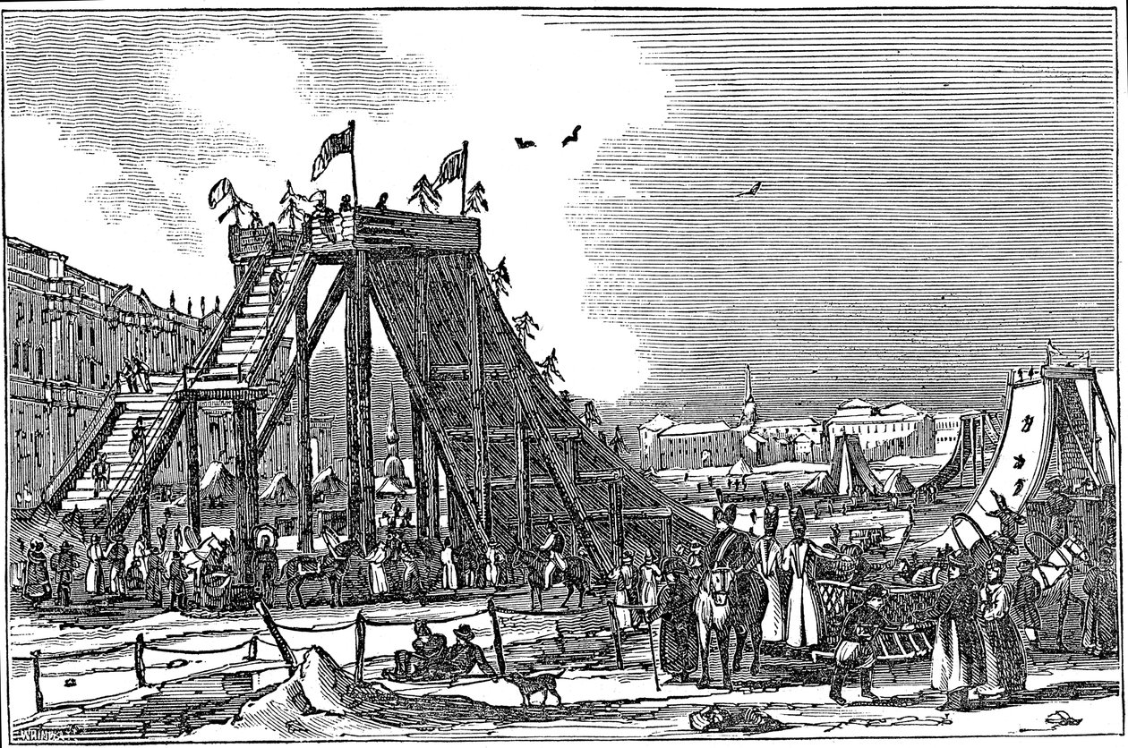 Jéghegy, mesterséges szánkópálya, Oroszország, 1833 alkotó: Unbekannt