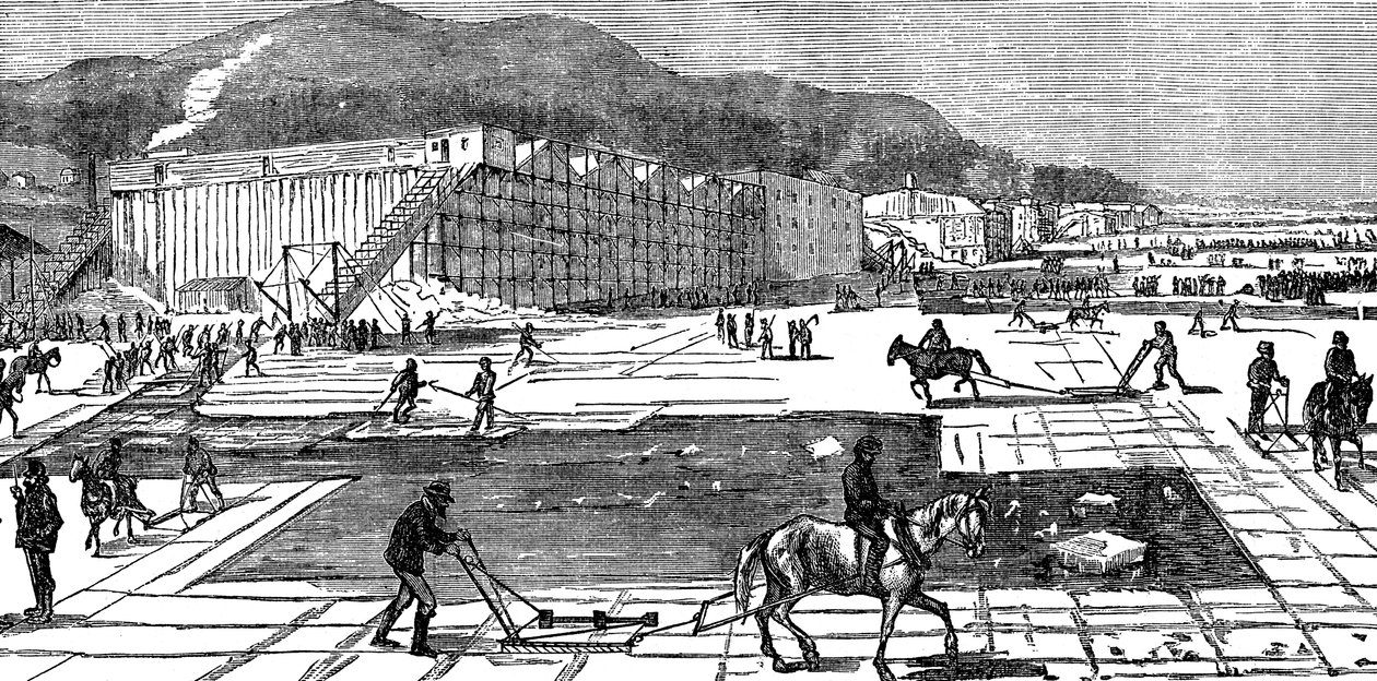 Jéggyülekezés a Hudson folyón, New York közelében, az Egyesült Államokban, 1875 alkotó: Unbekannt