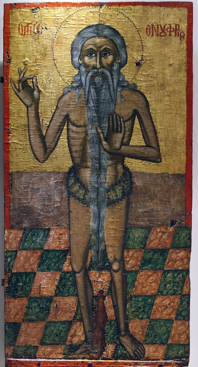 Ikon a Pedoulas Bizánci Múzeumban : Saint Onoufrios (17. század), 20150510, Pedoulas, Ciprus alkotó: Unbekannt